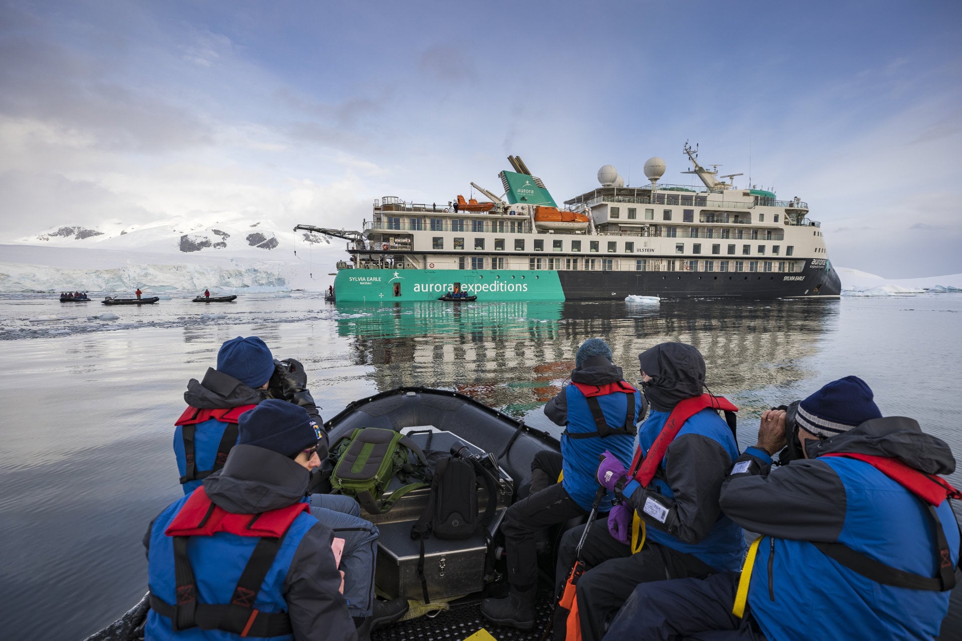 Sylvia-Earle-Zodiac-cruising-at-Prospect-Point-Antarctica-Richard-IAnson
