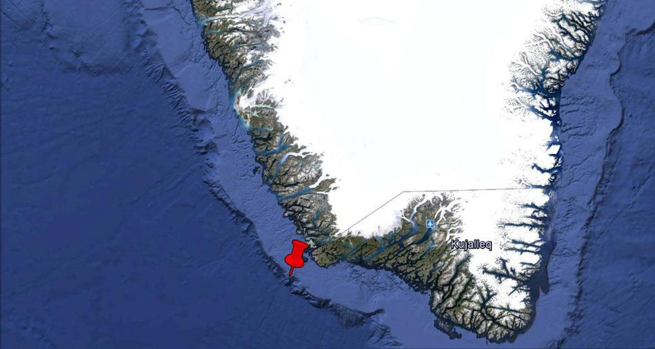 Das neuentdeckte Riff liegt an der Südwestküste Grönlands in 900 Meter Tiefe, direkt am Kontinentalabhang.