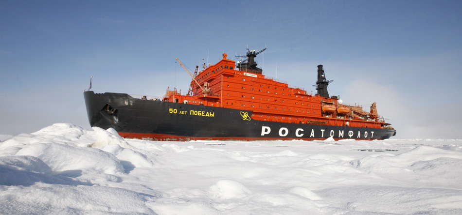 Russische Eisbrecher werden vermehrt für die Sicherung der russischen Nordpolarküste eingesetz.